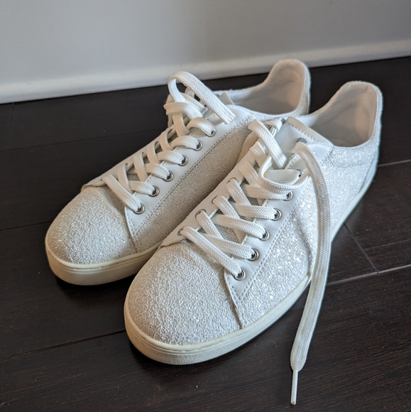Stuart Weitzman white glitter sneakers - Picture 1 of 7
